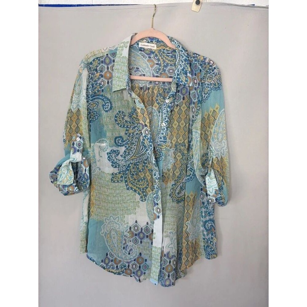 coldwater creek paisley blouse size tag missing see measurements